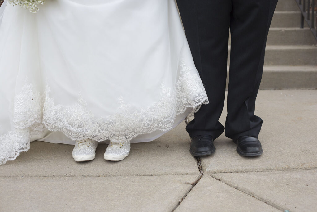 Bride and groom's shoes after Plymouth wedding