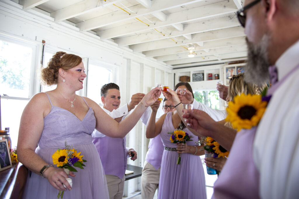 Wedding parting toasting to the newly married brides at the Westland wedding