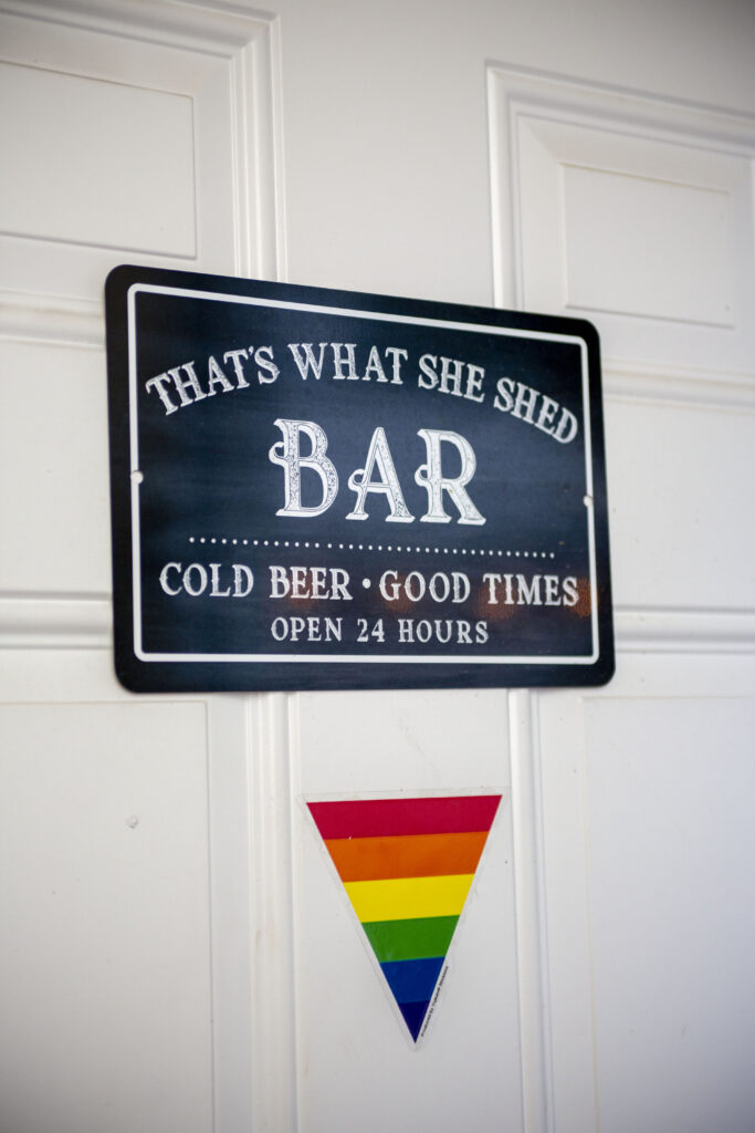 Sign on LGBT She Shed at Westland wedding