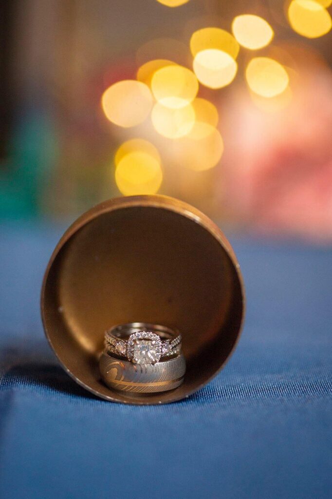 Wedding rings with bokeh.