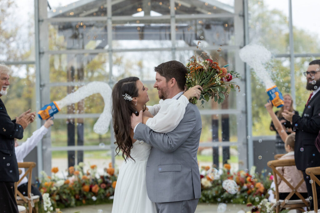 Bubble send off at Robin Hills Farm wedding