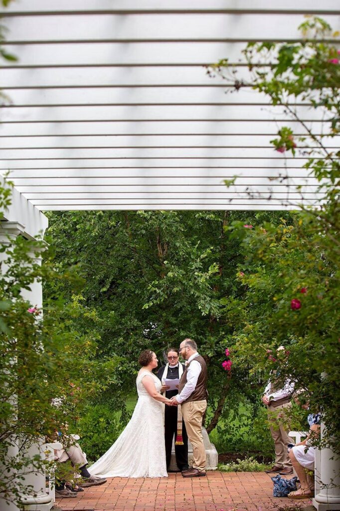 Garden wedding ceremony at the Turner Dodge House in Lansing Michigan