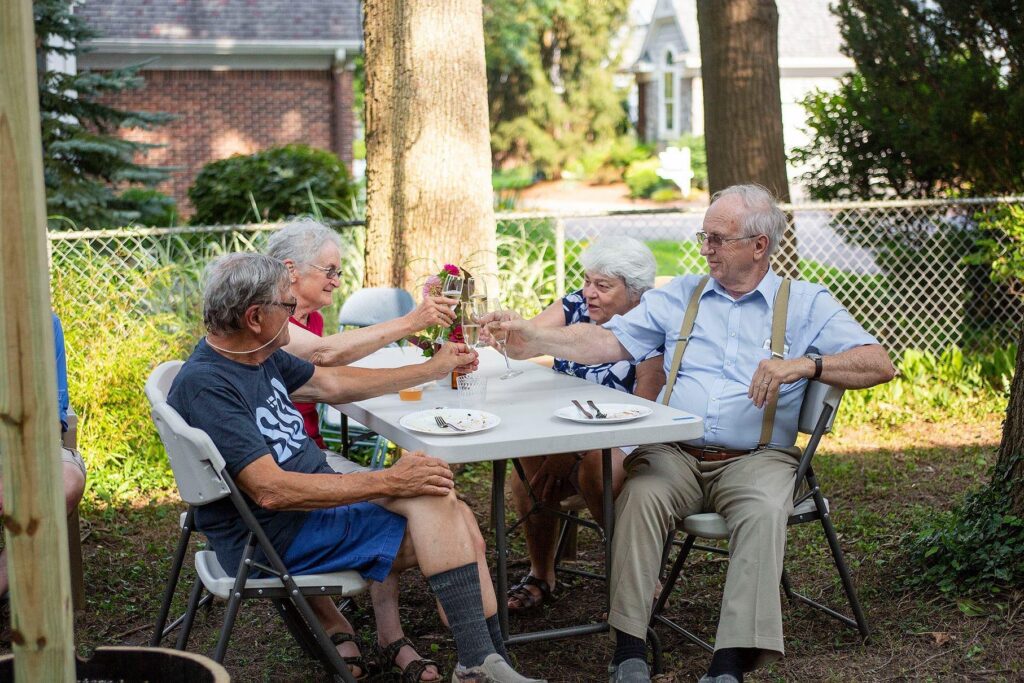 Couple toasts their 50th wedding anniversary