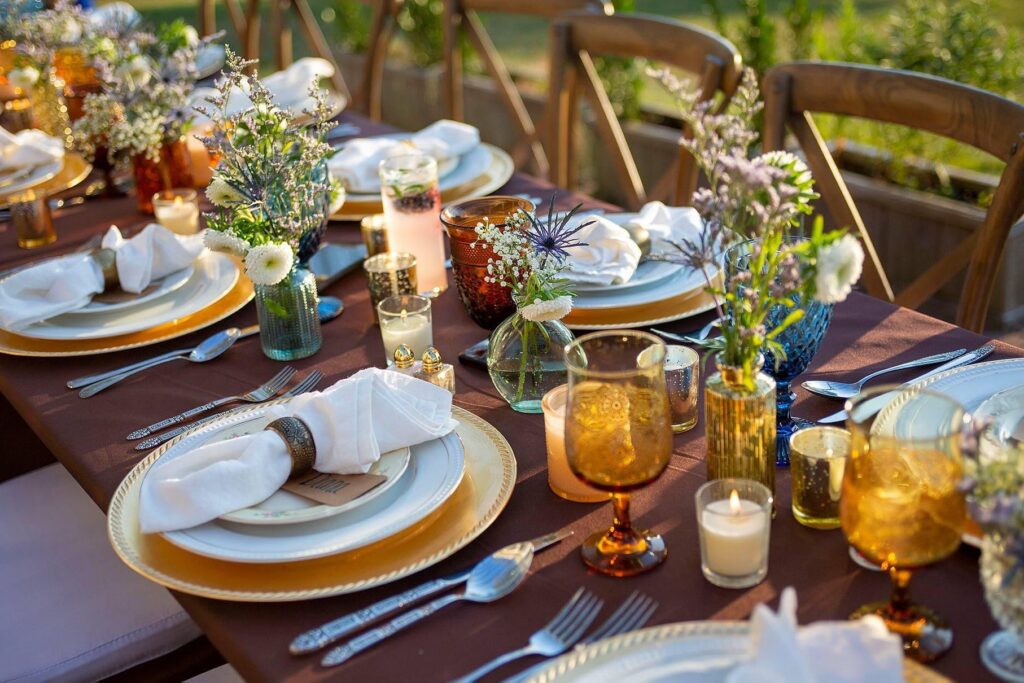 Stunning tablescape designed by Moonrise Vintage Shop in Jackson Michigan