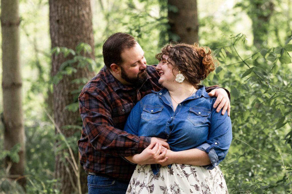 Couple standing together in warm evening light