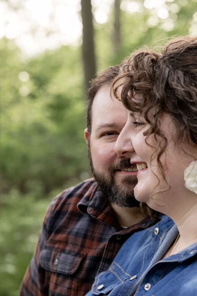 Profile of couple smiling