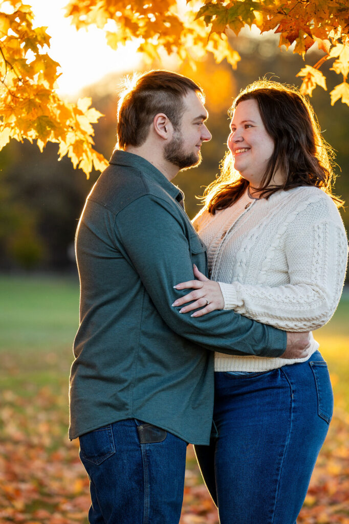 The perfect Michigan fall colors for this couple's engagement session.